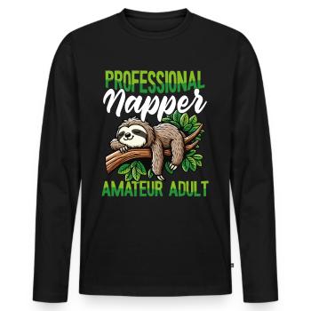 Lustiges Faultier Professionelles Nickerchen - Männer Premium Bio Langarmshirt - Schwarz - Vorne - Nico (187cm)