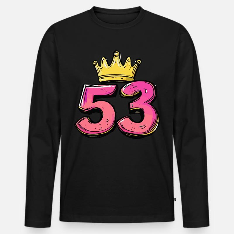 53 Zahl Krone - Männer Premium Bio Langarmshirt - Schwarz