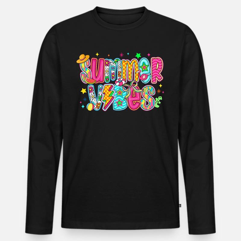Summer Vibes - Männer Premium Bio Langarmshirt - Schwarz