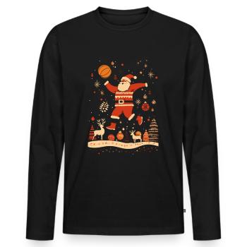 Santa Claus Basketball Christmas - Men's Premium Organic Long Sleeve Shirt - black - Front - Nico (187cm)