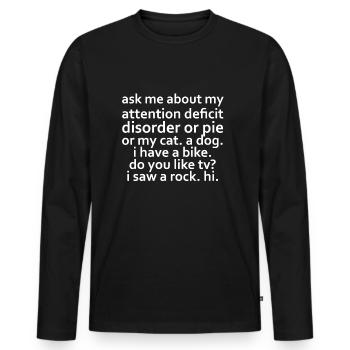 drôles imagées - T-shirt manches longues Premium bio Homme - noir - Devant - Nico (187cm)