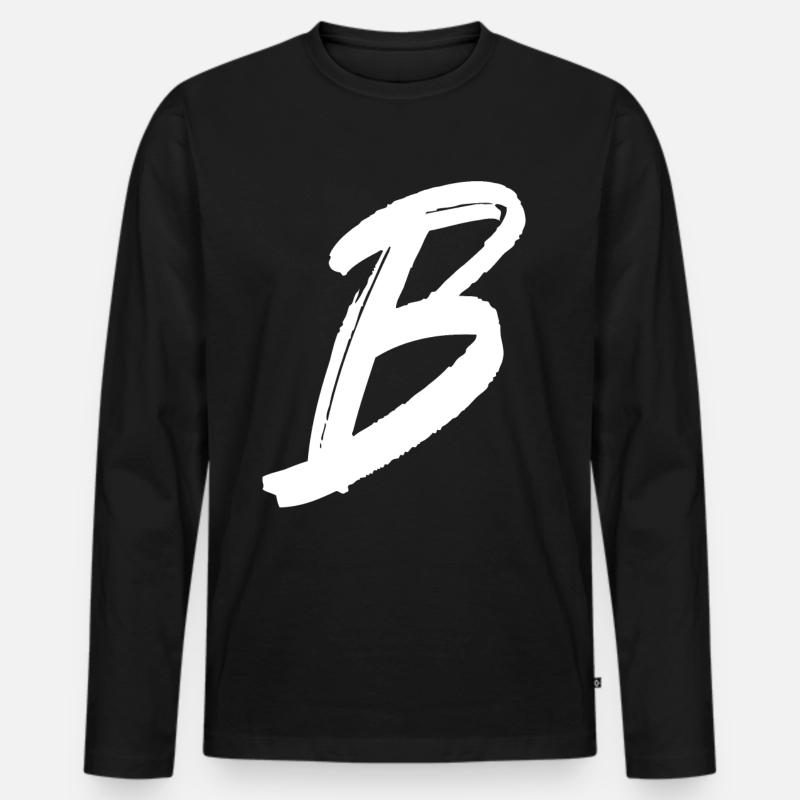 B - Männer Premium Bio Langarmshirt - Schwarz