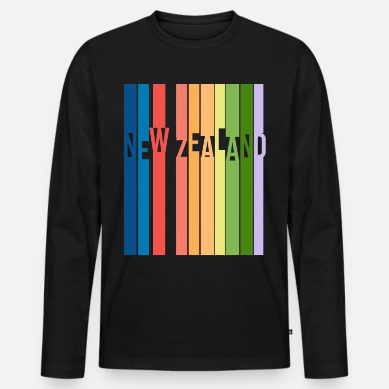 Neuseeland - Männer Premium Bio Langarmshirt - Schwarz