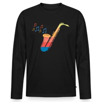 Saxophone - Men's Premium Organic Long Sleeve Shirt - black - Front - Nico (187cm)
