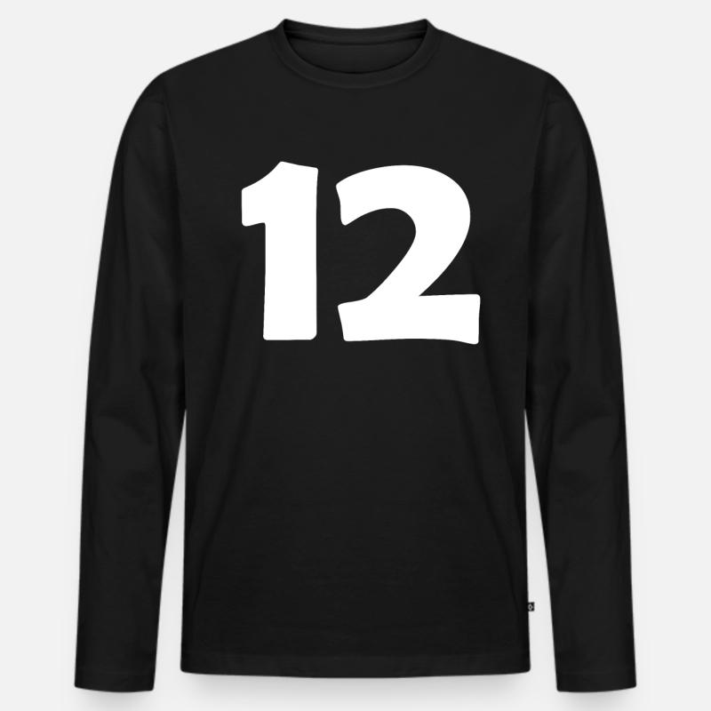 12 - Männer Premium Bio Langarmshirt - Schwarz