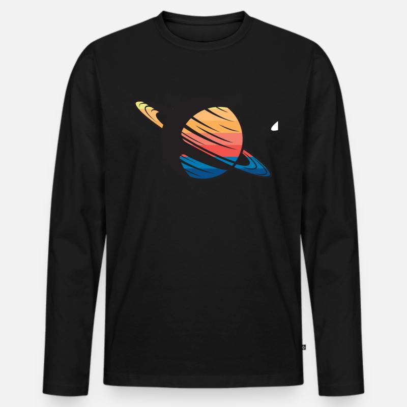 Planet Saturn Weltraum - Männer Premium Bio Langarmshirt - Schwarz
