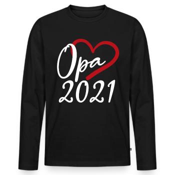 Opa 2021 - Männer Premium Bio Langarmshirt - Schwarz - Vorne - Nico (187cm)