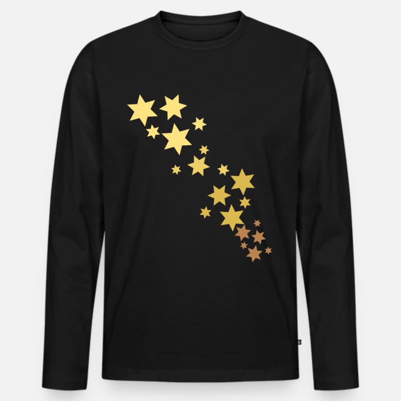 Sterne - Männer Premium Bio Langarmshirt - Schwarz