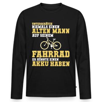 Lustige Fahrrad Sprüche - Männer Premium Bio Langarmshirt - Schwarz - Vorne - Nico (187cm)