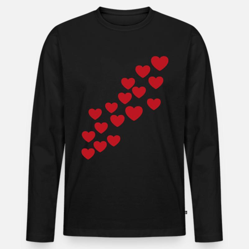 Herzen Kette - Männer Premium Bio Langarmshirt - Schwarz