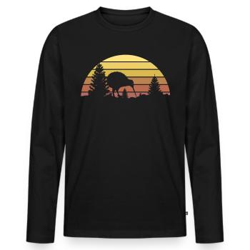 Oiseau kiwi - T-shirt manches longues Premium bio Homme - noir - Devant - Nico (187cm)