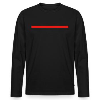 Roter Balken - Streifen - Männer Premium Bio Langarmshirt - Schwarz - Vorne - Nico (187cm)