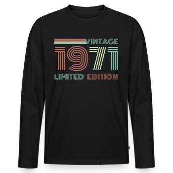 1971 année de naissance anniversaire naissance naissance - T-shirt manches longues Premium bio Homme - noir - Devant - Nico (187cm)