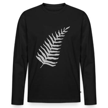 Fern Maori - T-shirt manches longues Premium bio Homme - noir - Devant - Nico (187cm)