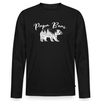 Papa Bär Vatertag - Männer Premium Bio Langarmshirt - Schwarz - Vorne - Nico (187cm)