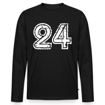 Zahl 24 - Männer Premium Bio Langarmshirt - Schwarz - Vorne - Nico (187cm)