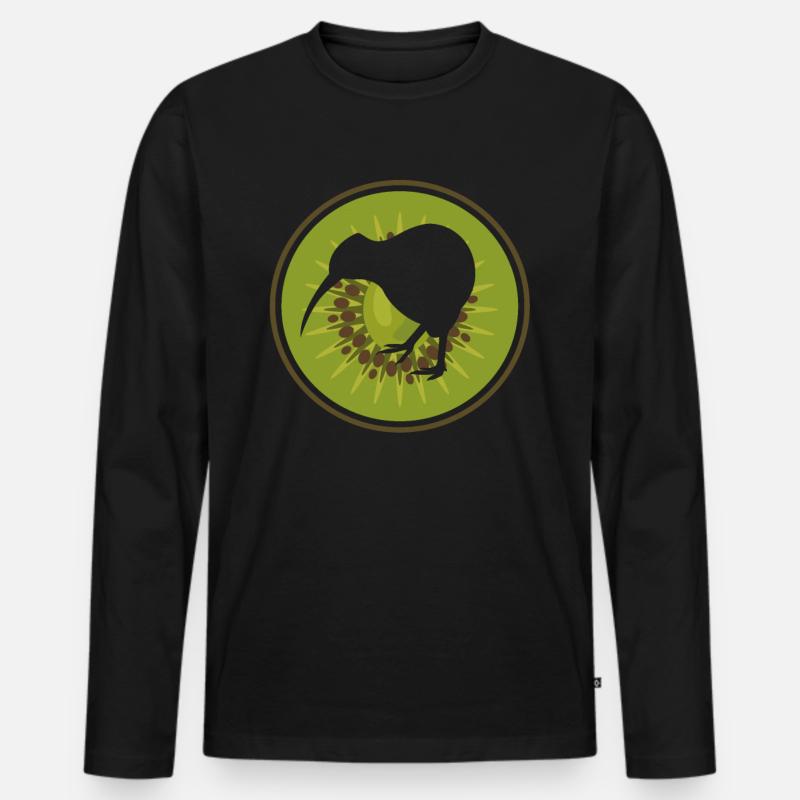 Kiwi vogel - Männer Premium Bio Langarmshirt - Schwarz
