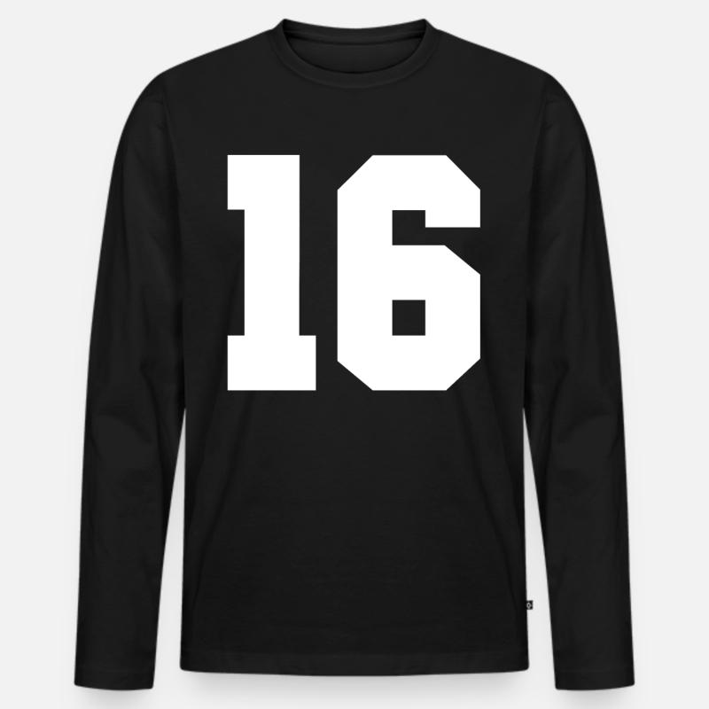Zahl 16 - Männer Premium Bio Langarmshirt - Schwarz