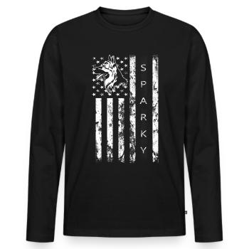 German Shepard American Flag graphic - Men's Premium Organic Long Sleeve Shirt - black - Front - Nico (187cm)