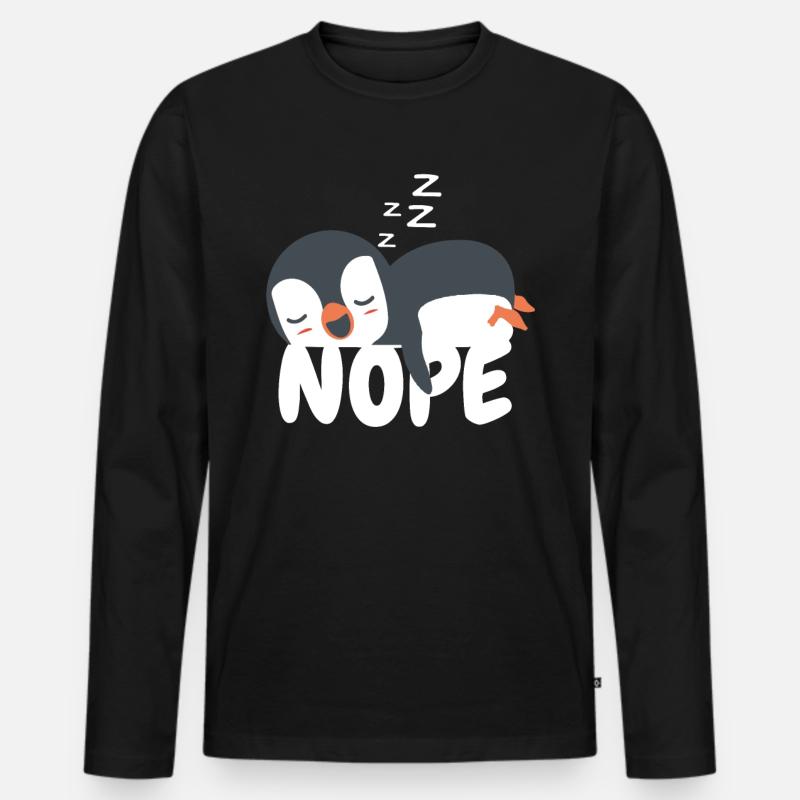 Pinguin Lustige Tiere - Männer Premium Bio Langarmshirt - Schwarz