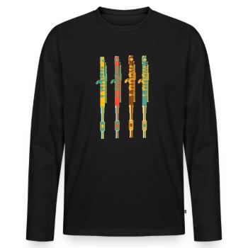 Flute - Men's Premium Organic Long Sleeve Shirt - black - Front - Nico (187cm)