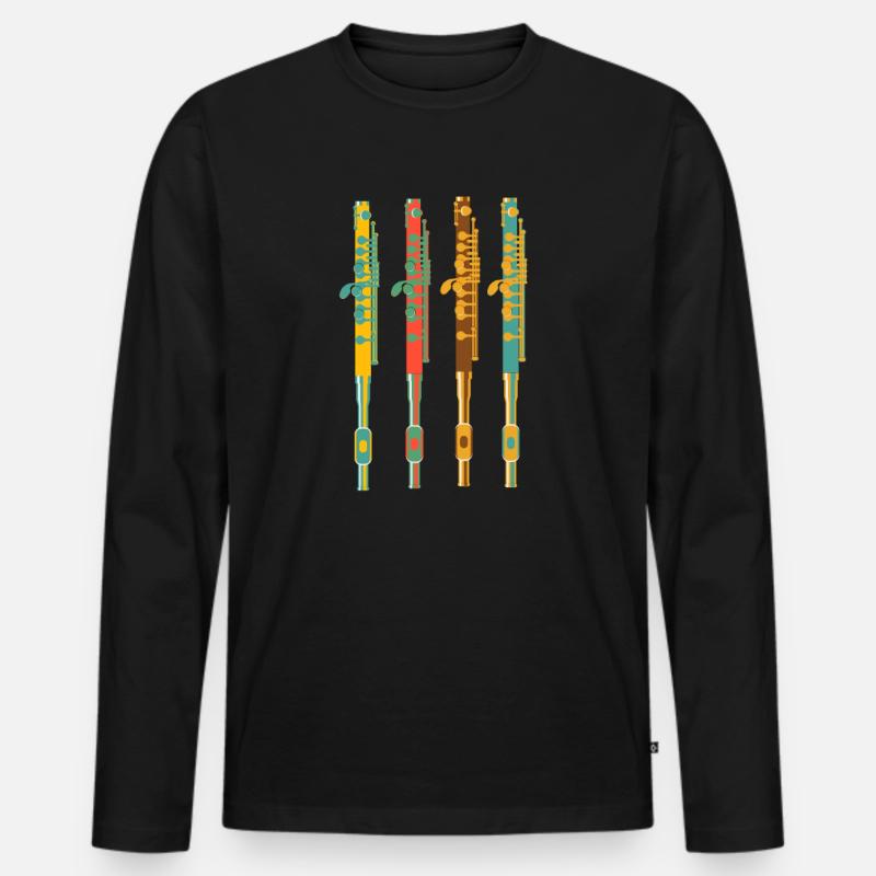 Querflöte - Männer Premium Bio Langarmshirt - Schwarz