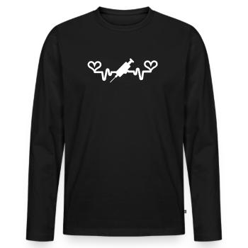 Herzschlag Nadel Doktor - Männer Premium Bio Langarmshirt - Schwarz - Vorne - Nico (187cm)
