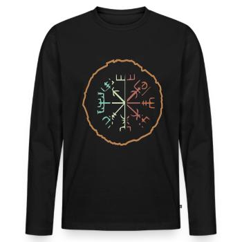 Symbole viking - T-shirt manches longues Premium bio Homme - noir - Devant - Nico (187cm)