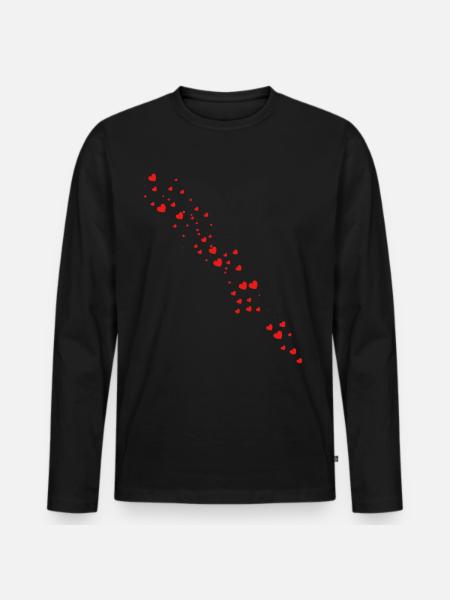 Herz - Männer Premium Bio Langarmshirt - Schwarz