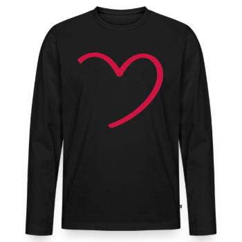 Rouge - Coeur - Amour - T-shirt manches longues Premium bio Homme - noir - Devant - Nico (187cm)