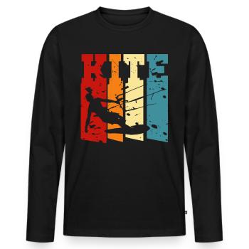 Kiteboarding - Kitesurfer - Männer Premium Bio Langarmshirt - Schwarz - Vorne - Nico (187cm)