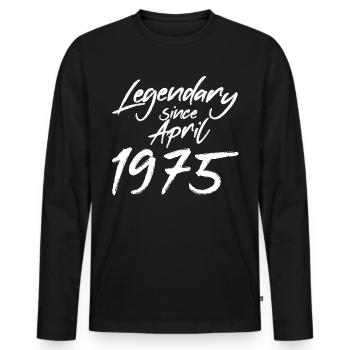 Millésime avril 1975 - T-shirt manches longues Premium bio Homme - noir - Devant - Nico (187cm)