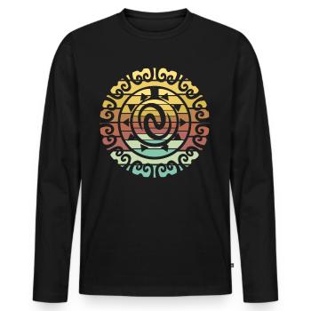 Maori Tattoo Dolphin Whale - Men's Premium Organic Long Sleeve Shirt - black - Front - Nico (187cm)