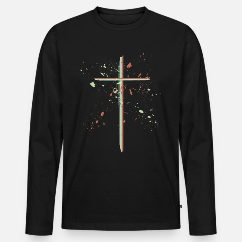 Christlich - Religion - Männer Premium Bio Langarmshirt - Schwarz