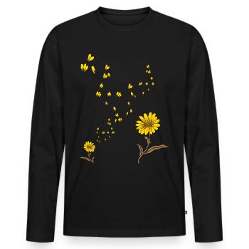 Sonnenschein Blumenblüte Sonnenblume - Männer Premium Bio Langarmshirt - Schwarz - Vorne - Nico (187cm)