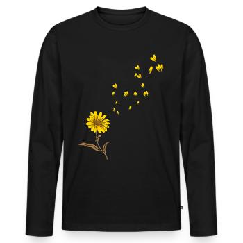 Sonnenblume - Männer Premium Bio Langarmshirt - Schwarz - Vorne - Nico (187cm)