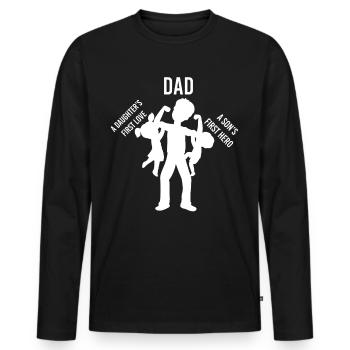 Père et fils Père et fille cadeau - T-shirt manches longues Premium bio Homme - noir - Devant - Nico (187cm)