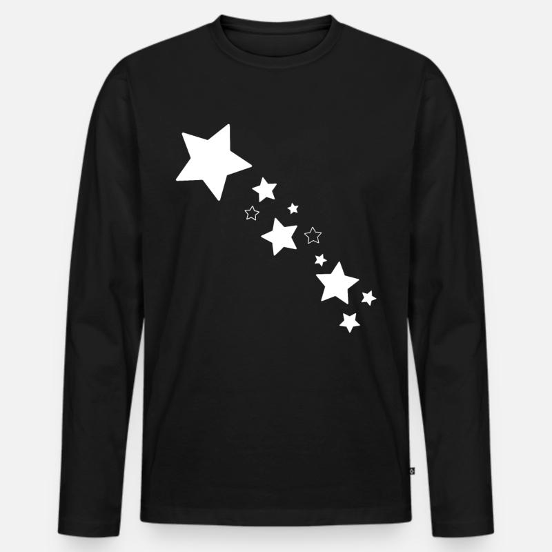 Sterne Stern Sternschnuppe - Männer Premium Bio Langarmshirt - Schwarz