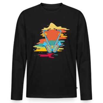 Saxophone - Männer Premium Bio Langarmshirt - Schwarz - Vorne - Nico (187cm)