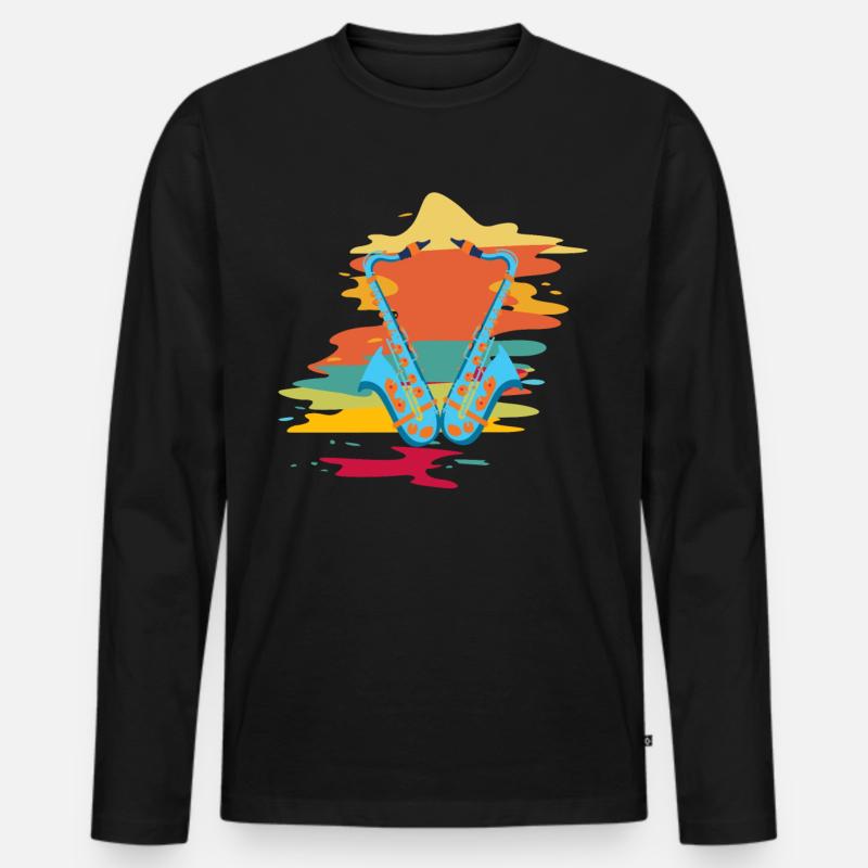 Saxophone - Männer Premium Bio Langarmshirt - Schwarz