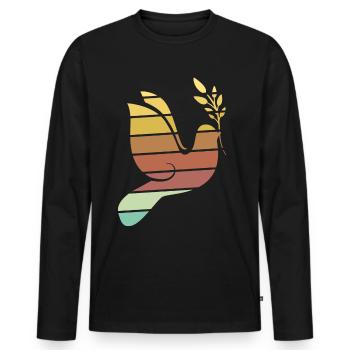 Colombe de la Paix Christianisme - T-shirt manches longues Premium bio Homme - noir - Devant - Nico (187cm)