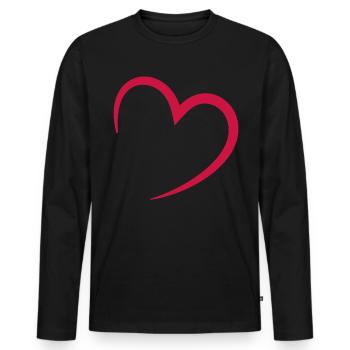 heart - love - Coeur - T-shirt manches longues Premium bio Homme - noir - Devant - Nico (187cm)