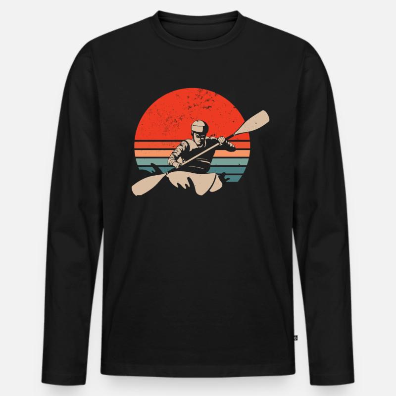 Kajak - Männer Premium Bio Langarmshirt - Schwarz