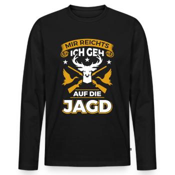 Jagd Mir Reichts Ich Geh Auf Die Jagd - Männer Premium Bio Langarmshirt - Schwarz - Vorne - Nico (187cm)