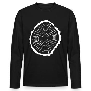 Baum Holz - Männer Premium Bio Langarmshirt - Schwarz - Vorne - Nico (187cm)