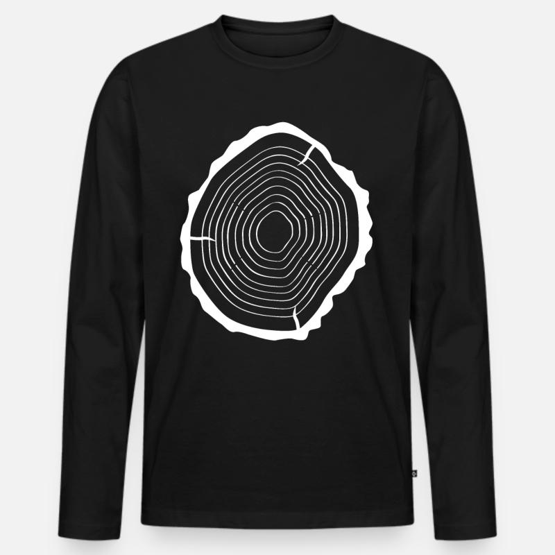 Baum Holz - Männer Premium Bio Langarmshirt - Schwarz