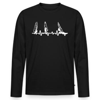 Heartbeat Windsurfing Windsurfing Surfing - Men's Premium Organic Long Sleeve Shirt - black - Front - Nico (187cm)