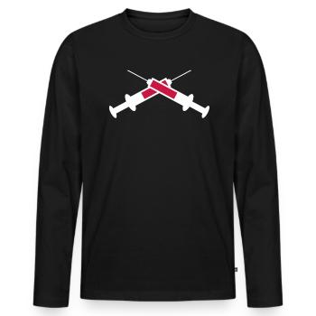 Spritze - Männer Premium Bio Langarmshirt - Schwarz - Vorne - Nico (187cm)