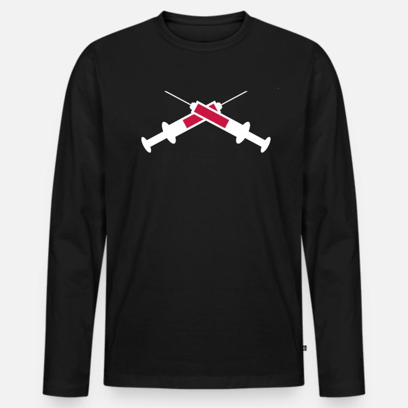 Spritze - Männer Premium Bio Langarmshirt - Schwarz
