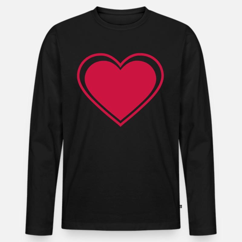 Herz Groß - Männer Premium Bio Langarmshirt - Schwarz
